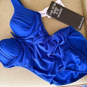 NWT Miraclesuit Sz8 Blue One Piece "look 10 lbs lighter in 10 seconds"